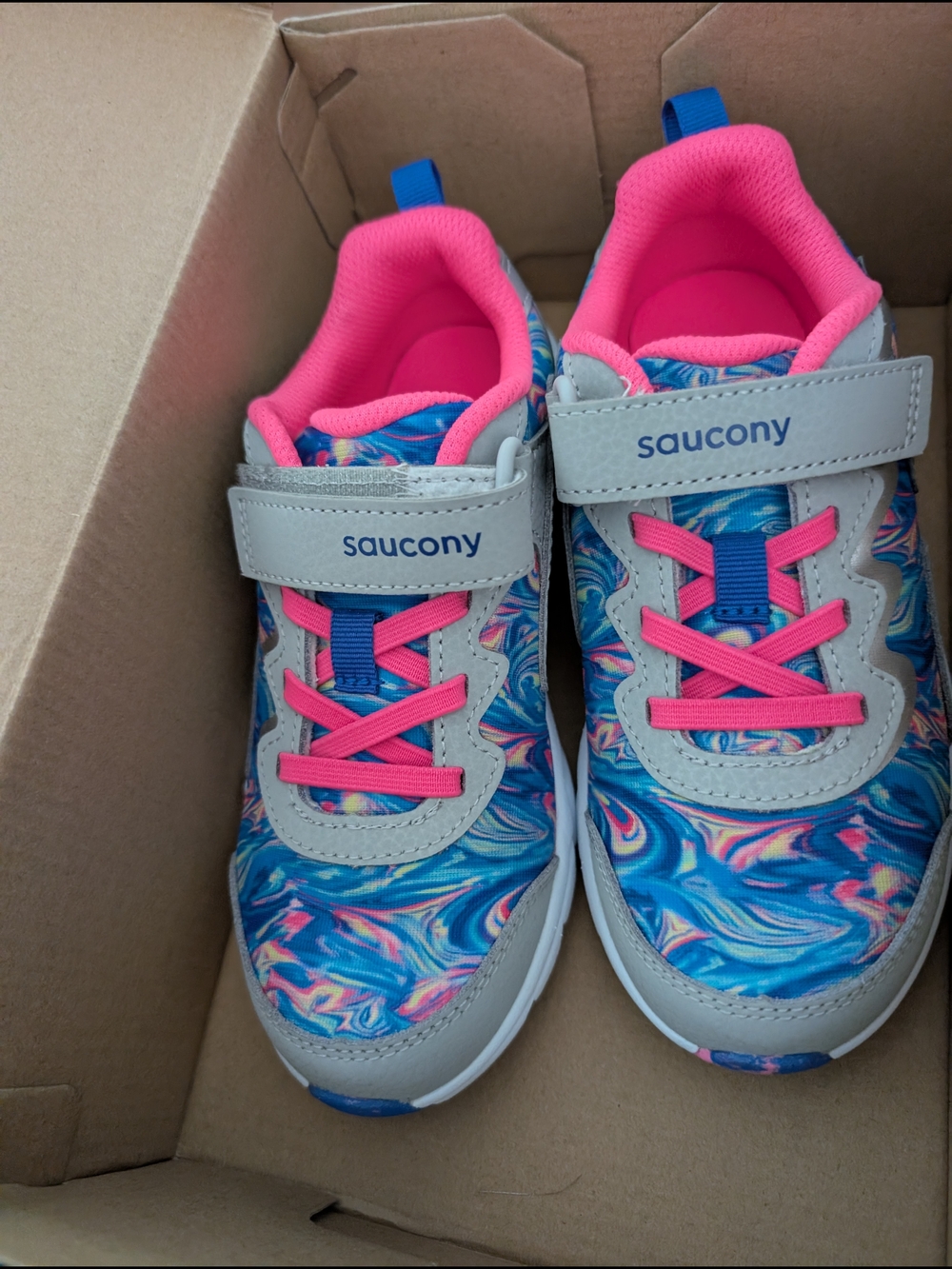 Saucony Kids' Blue & Pink Swirl Athletic Shoes Size 1W